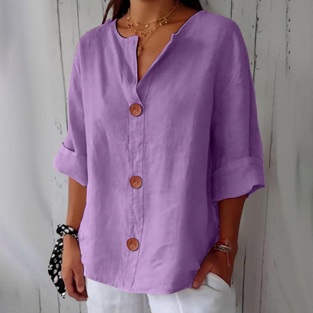 Genevieve | Relaxed Button-Front Blouse