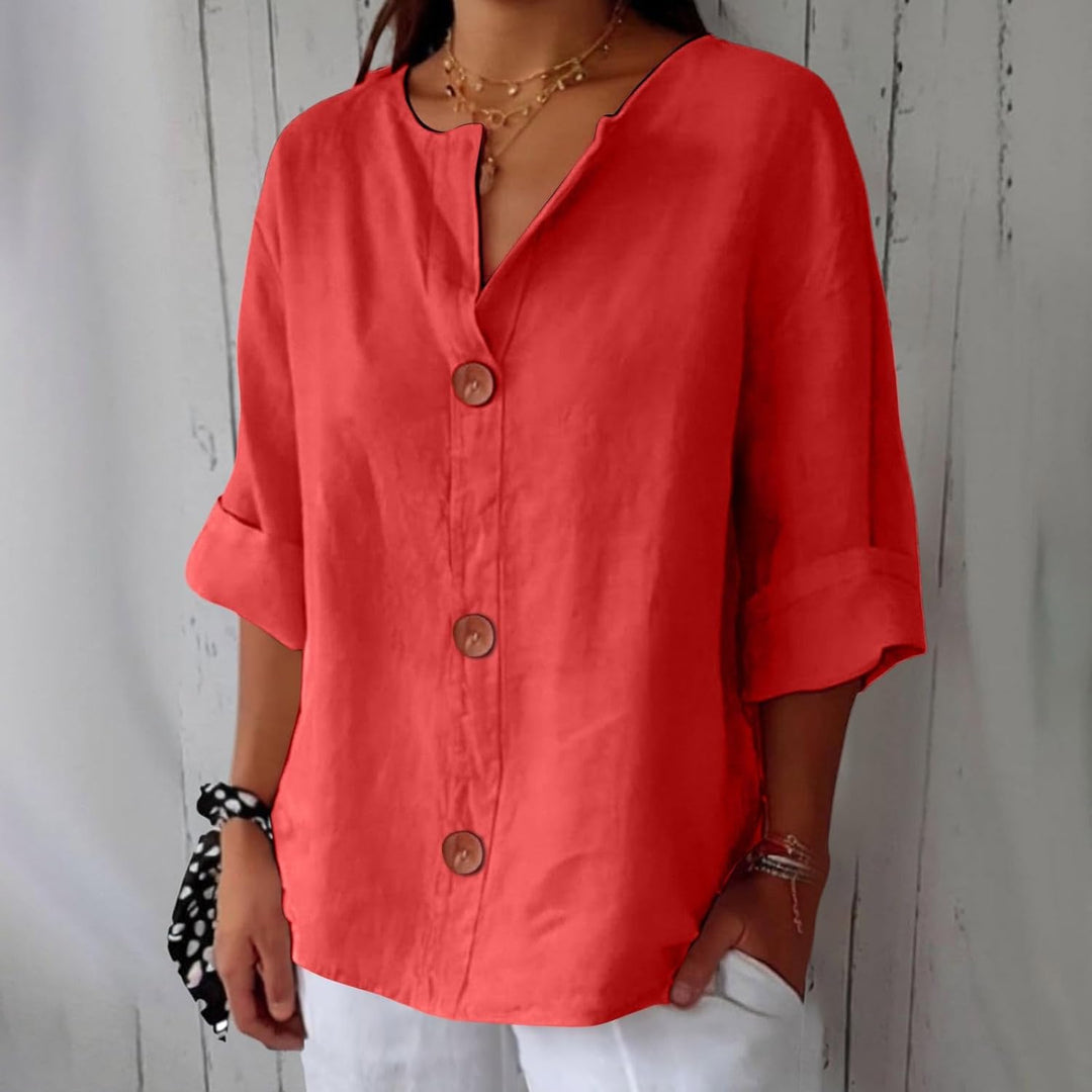Genevieve | Relaxed Button-Front Blouse