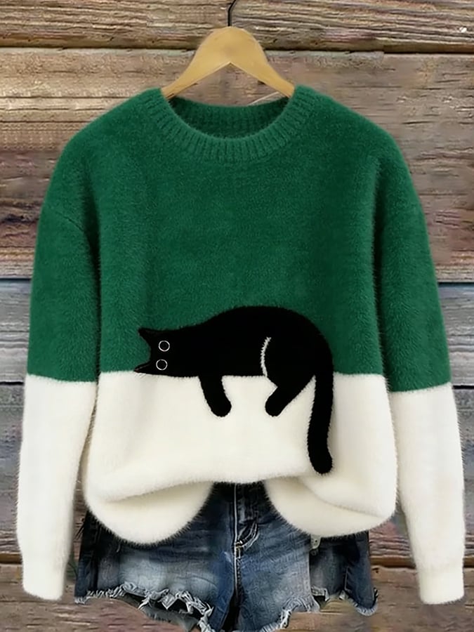 Lottie | Cosy Cat-Print Oversized Jumper