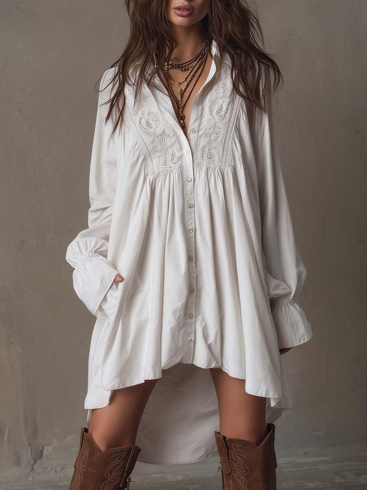 Mirabel | Lace-Trimmed Shirt Dress
