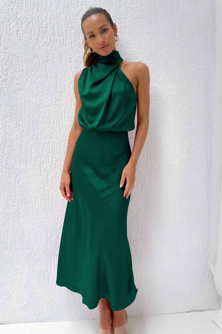 Emilia | Draped Halter Maxi Dress