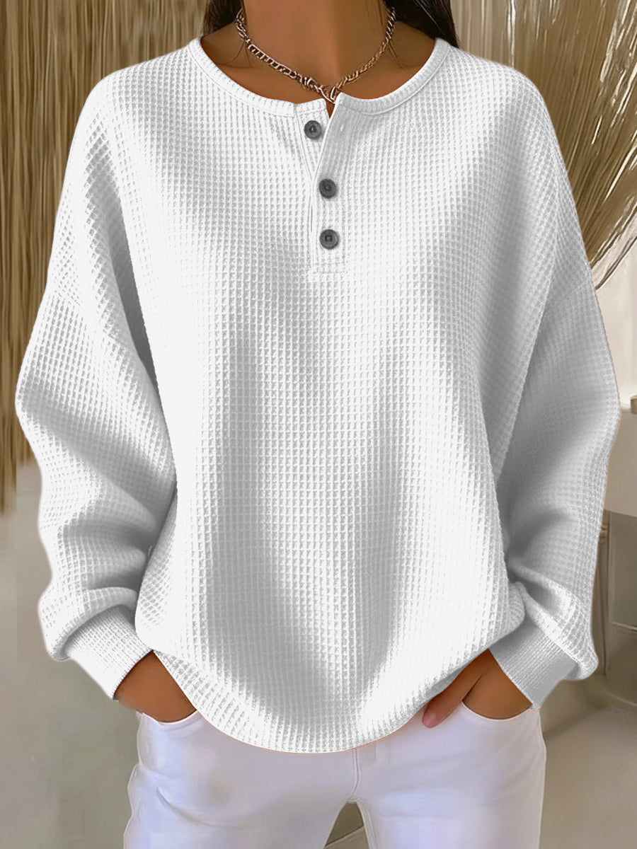 Brynn | Relaxed Waffle-Texture Henley Top
