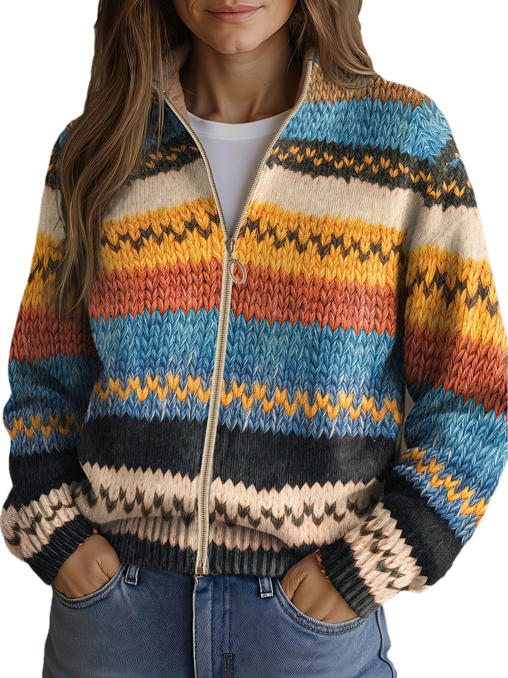 Ivy | Patterned Zip-Front Cardigan