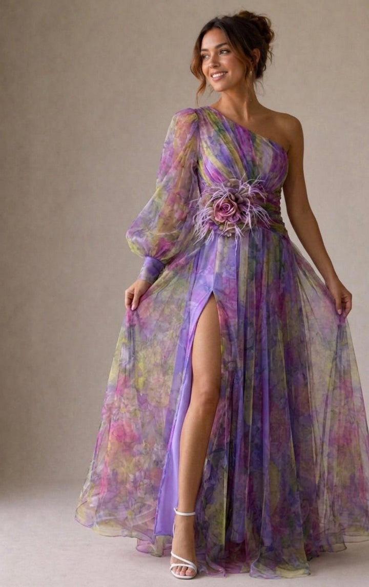 Elodie | One-Shoulder Floral Gown