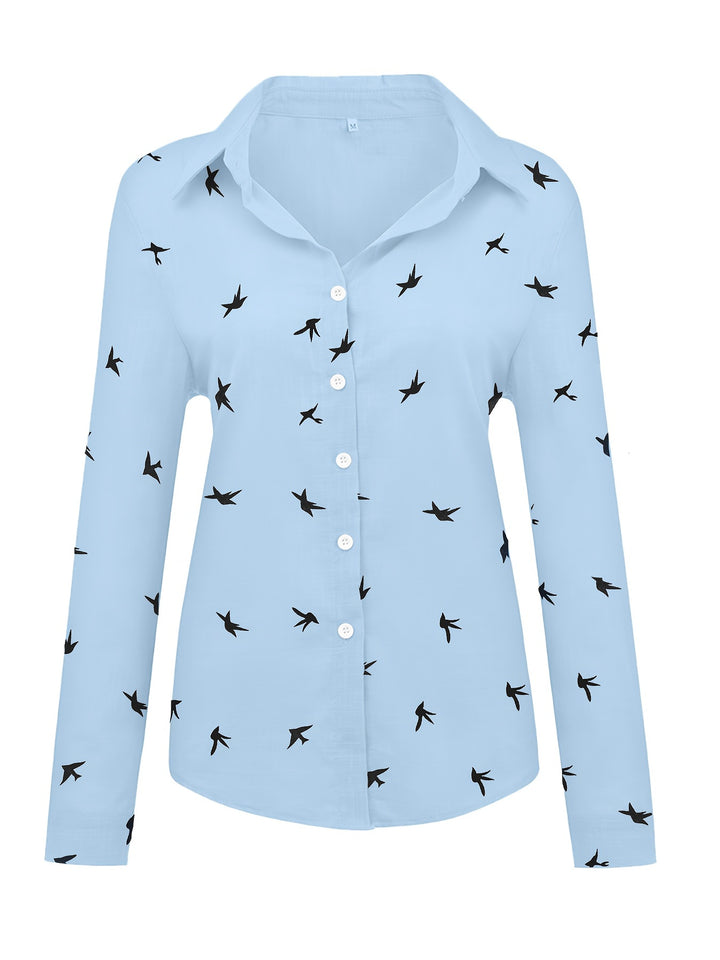 Matilda | Bird Print Button-Up Shirt