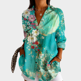 Aurelia | Blossom-Print Long-Sleeve Blouse