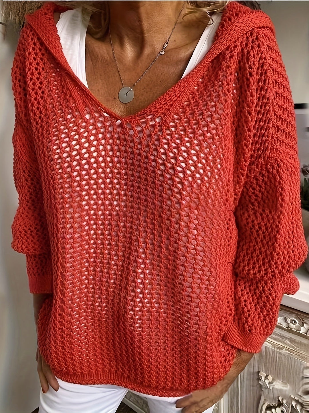 Marguerite | Open-Knit V-Neck Jumper