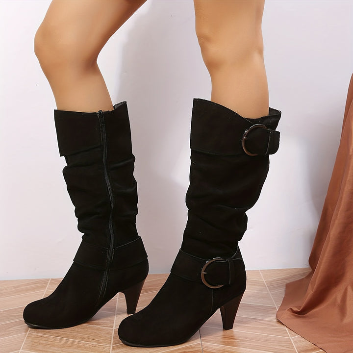 Vivien | Slouch Buckle Knee-High Boots
