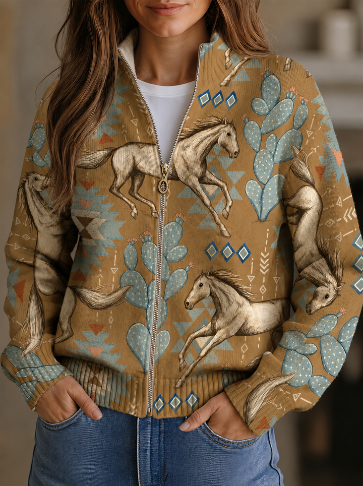 Alice | Western Print Zip Cardigan