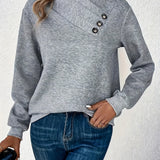 Gloria | Asymmetrical Button-Neck Sweater