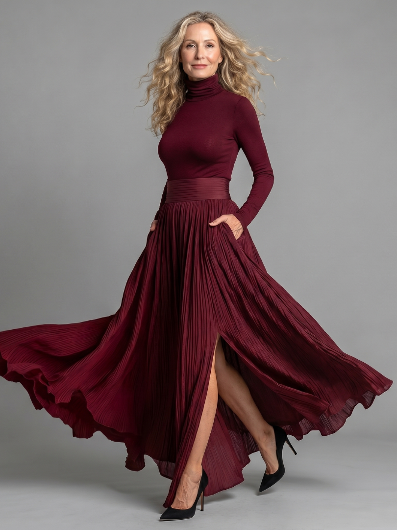 Diane | Long-Sleeve Turtleneck Midi Dress