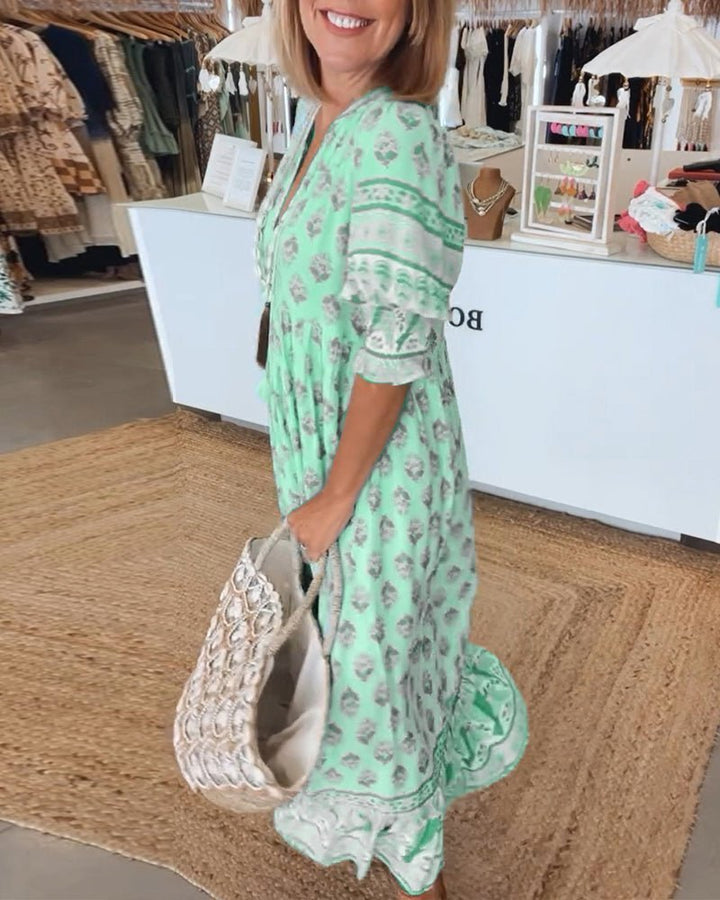 Emmeline | Bohemian Floral V-Neck Dress