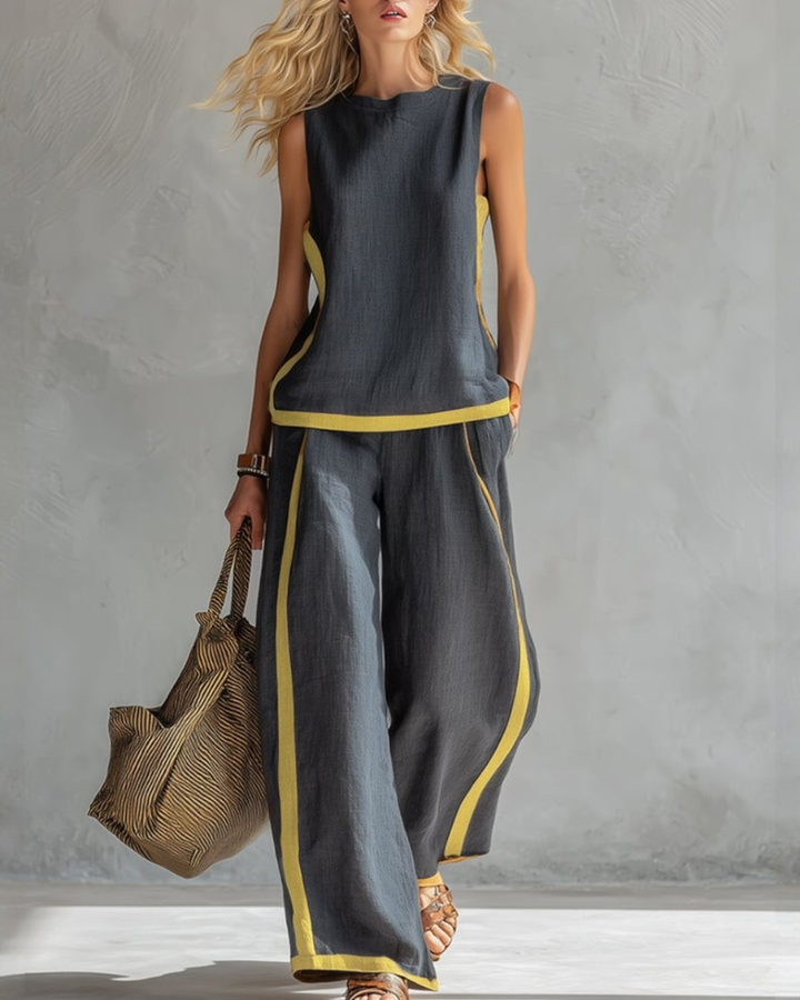 Pippa | Relaxed Contrast-Trim Two-Piece Set