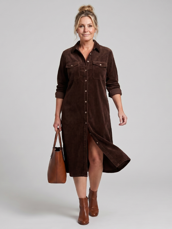 Darcy | Button-Front Patch Pocket Midi Dress