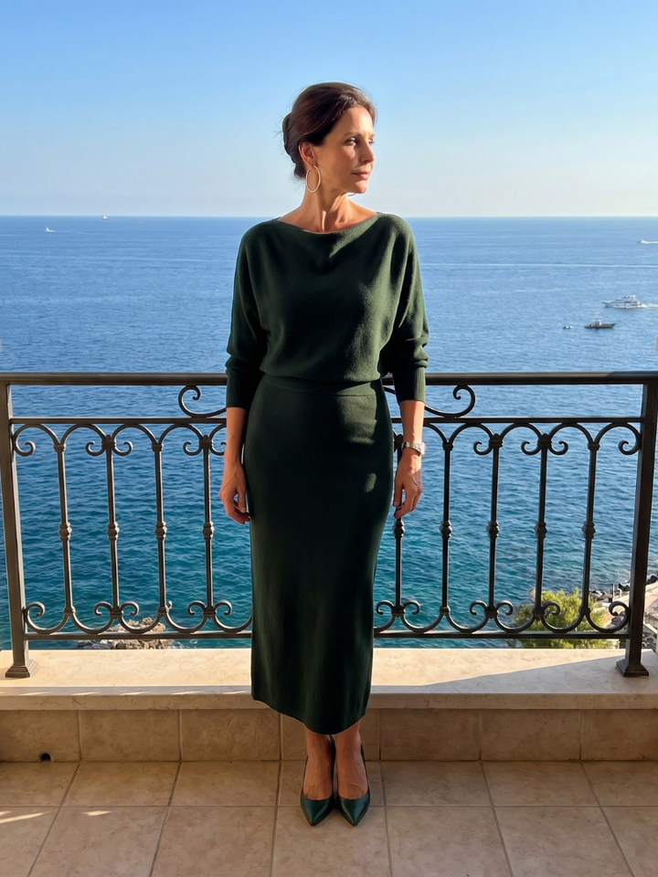 Bettany | Draped Cowl-Neck Midi Dress