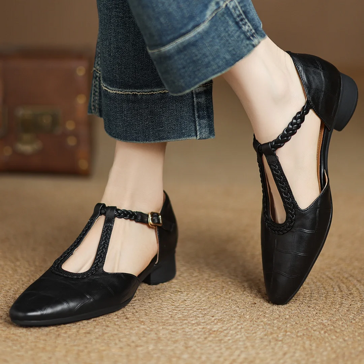 Maud | Braided T-Strap Mary Jane Flats