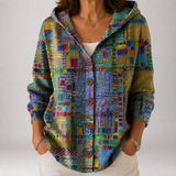 Paige | Artful Patchwork Hooded Cardigan