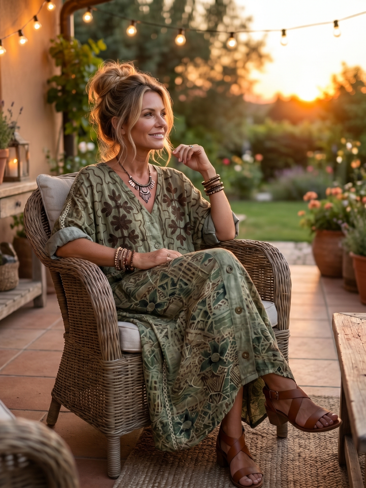 Thalia | Button-Front Oversized Pocket Midi Dress