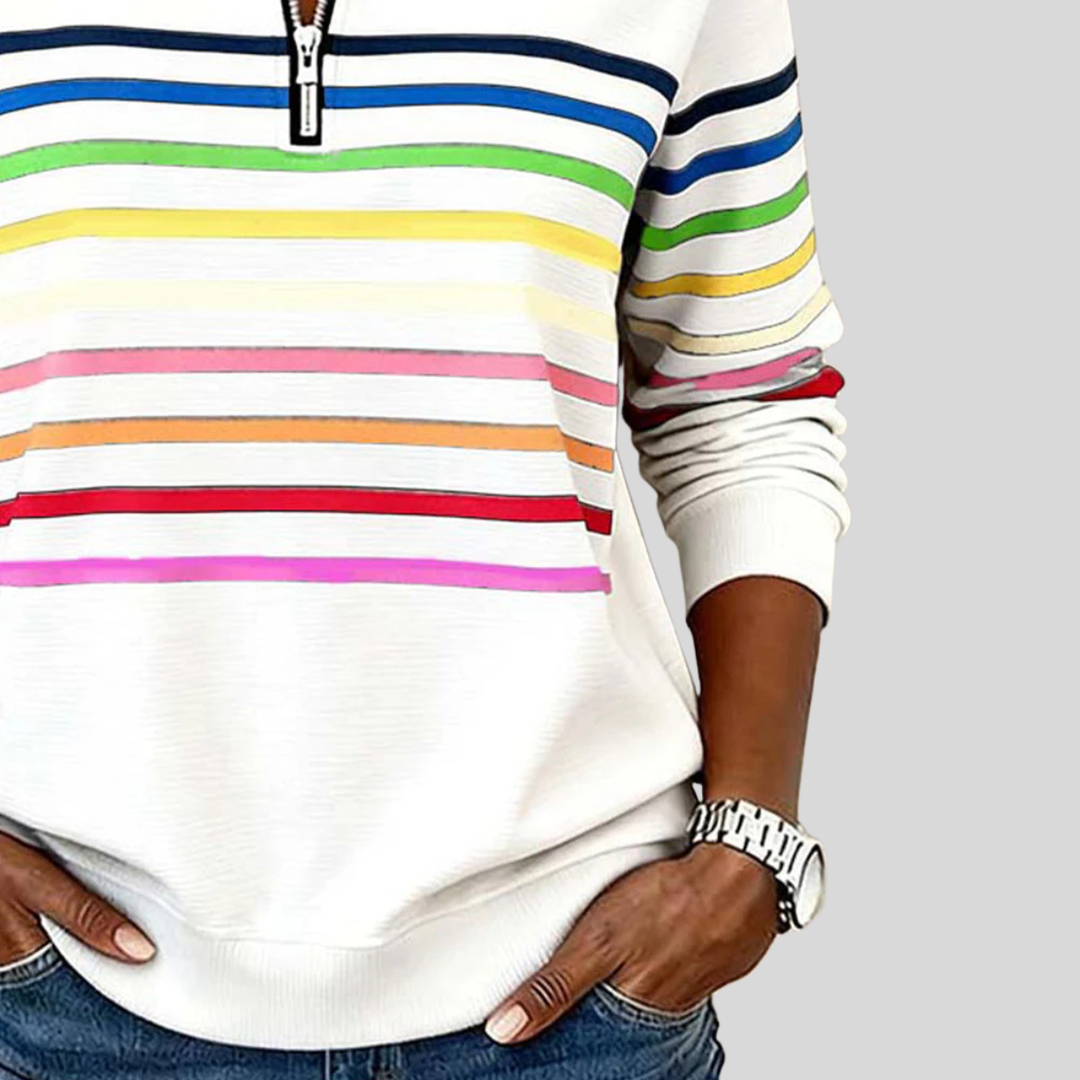 Hazel | Colourful Striped Quarter-Zip Sweatshirt