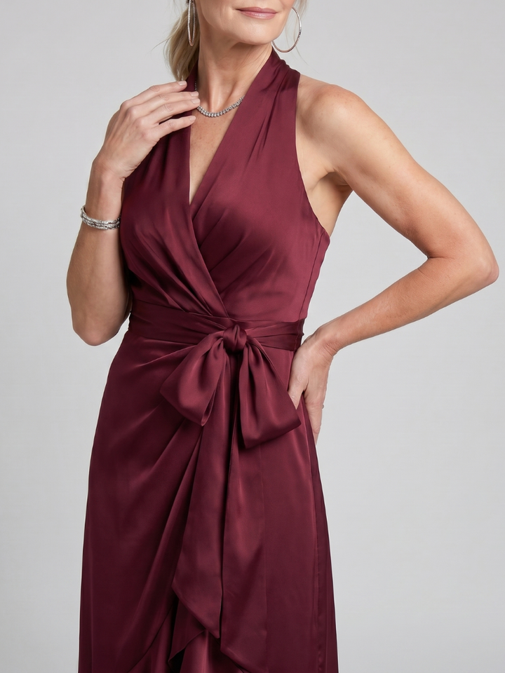 Della | Halter Neck Wrap Midi Dress
