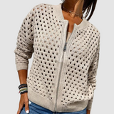 Marielle | Zip-Front Open-Knit Cardigan