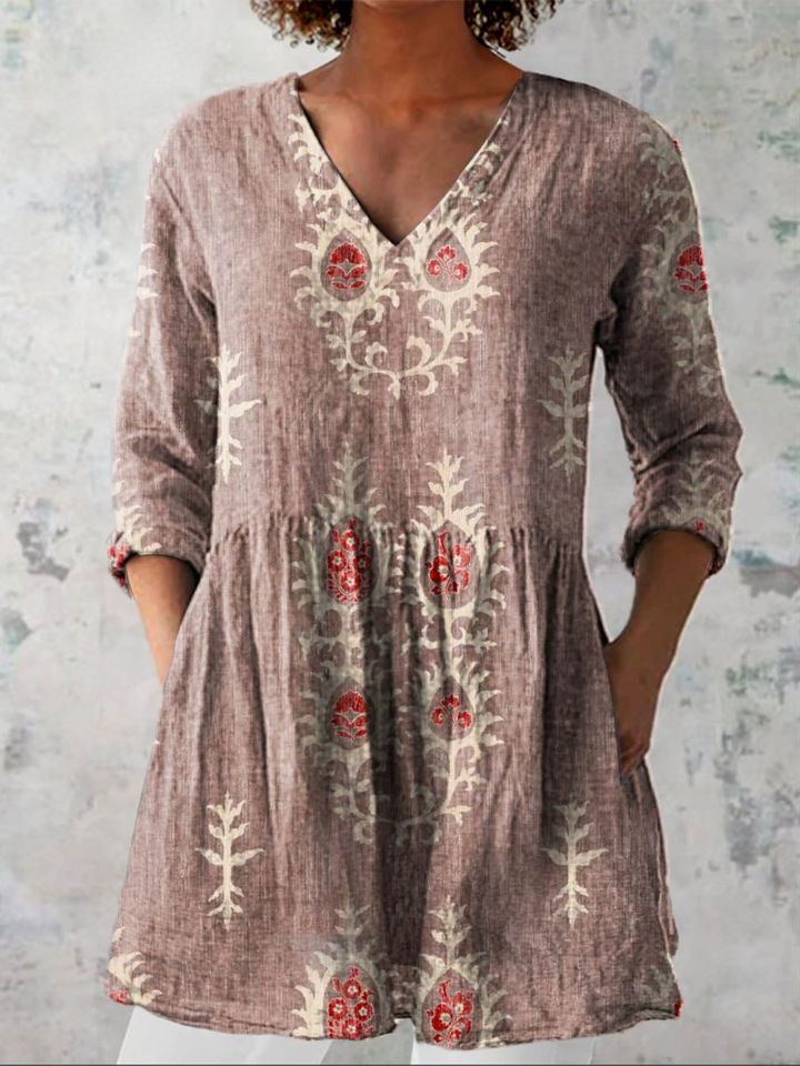 Bernice | Floral V-Neck Tunic Blouse