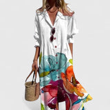 Sabrina | Watercolour Floral Maxi Shirt Dress