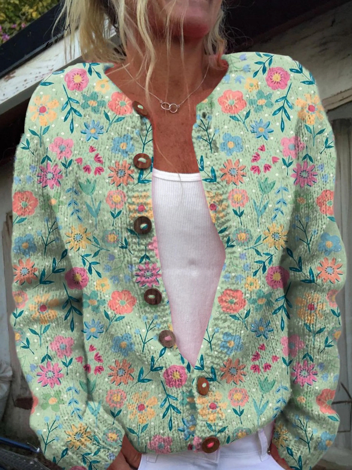 Katrina | Cosy Floral Knit Cardigan