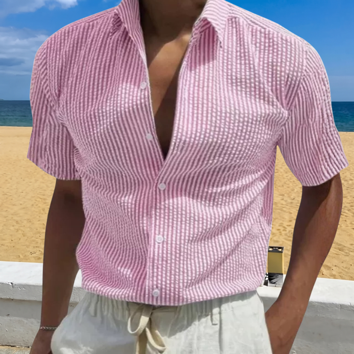 Foster | Textured Stripe Short Sleeve Shirt