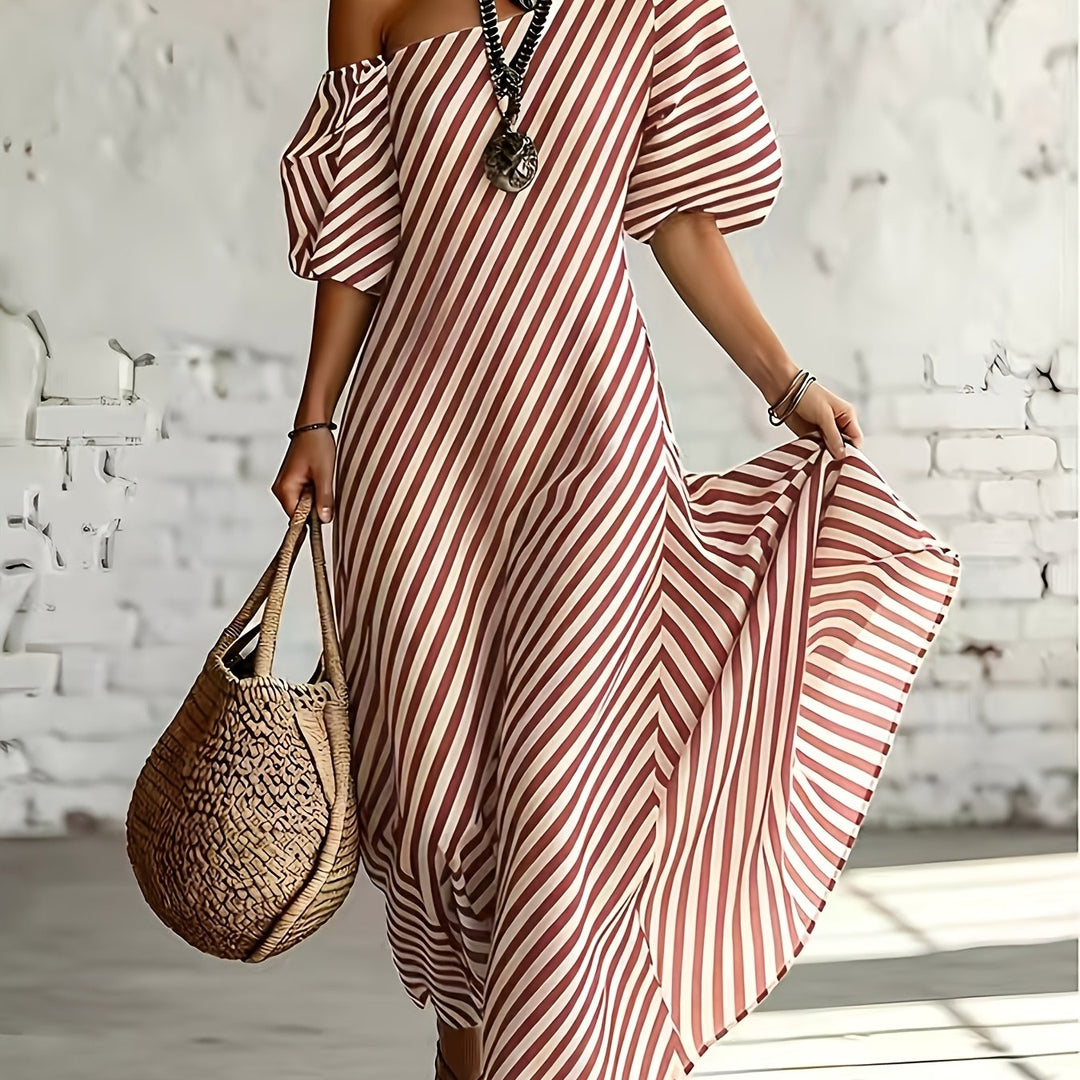 Grace | Off-Shoulder Striped Maxi Dress