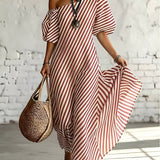 Grace | Off-Shoulder Striped Maxi Dress