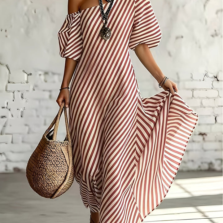 Grace | Off-Shoulder Striped Maxi Dress