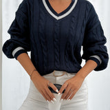 Laurel | Cable-Knit V-Neck Jumper