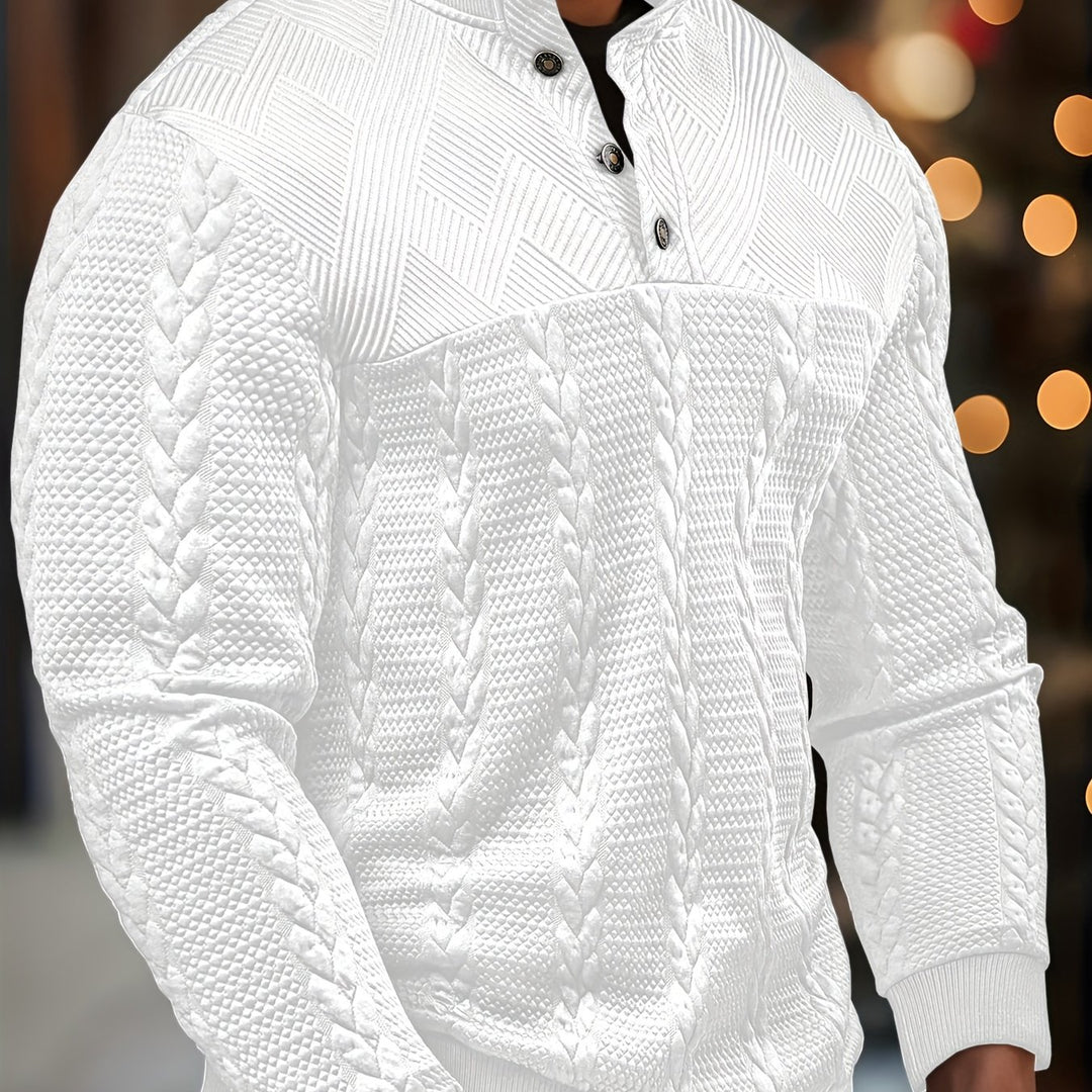 Malcolm | Textured Button-Neck Henley