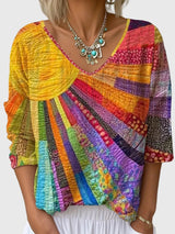 Marisela | Sunlit Patchwork V-Neck Top