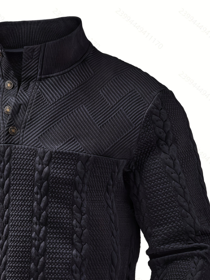 Malcolm | Textured Button-Neck Henley