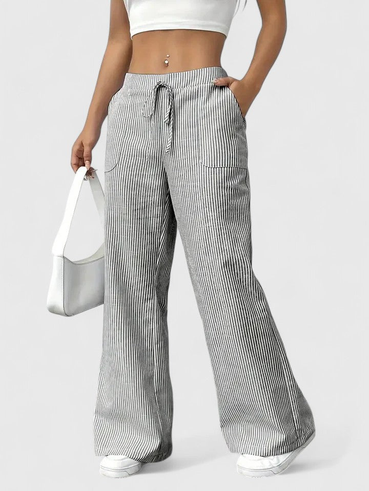 Dorothea | Fine-Stripe Wide-Leg Trousers