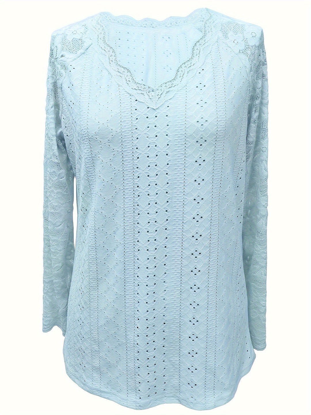 Felicity | Lace-Trimmed Eyelet Top