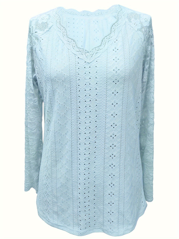 Felicity | Lace-Trimmed Eyelet Top