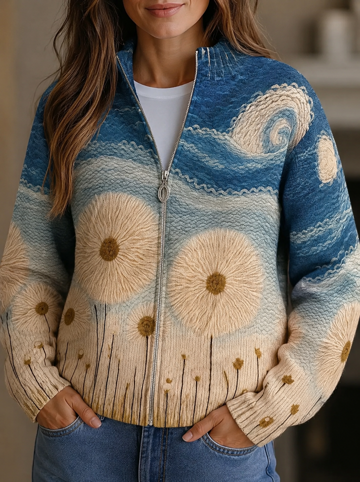Emmalyn | Artful Meadow Zip Cardigan