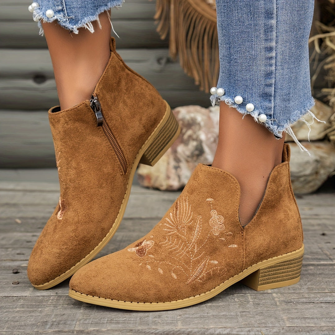 Annabel | Embroidered Ankle Boots