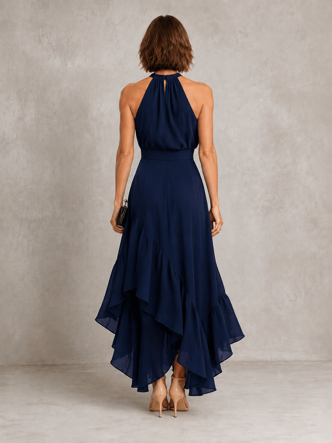 Adele | Halter Ruffle-Hem Maxi Dress