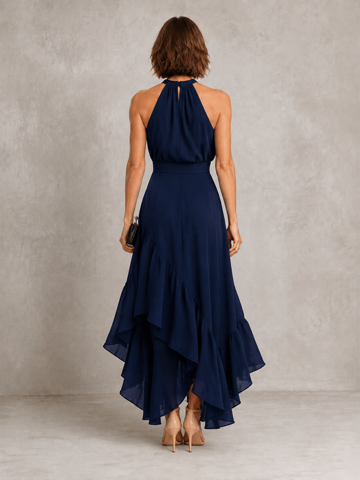 Adele | Halter Ruffle-Hem Maxi Dress