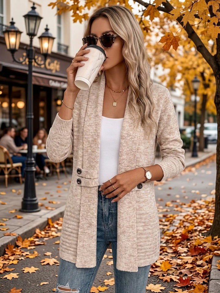 Sabella | Ribbed Button-Tab Cardigan