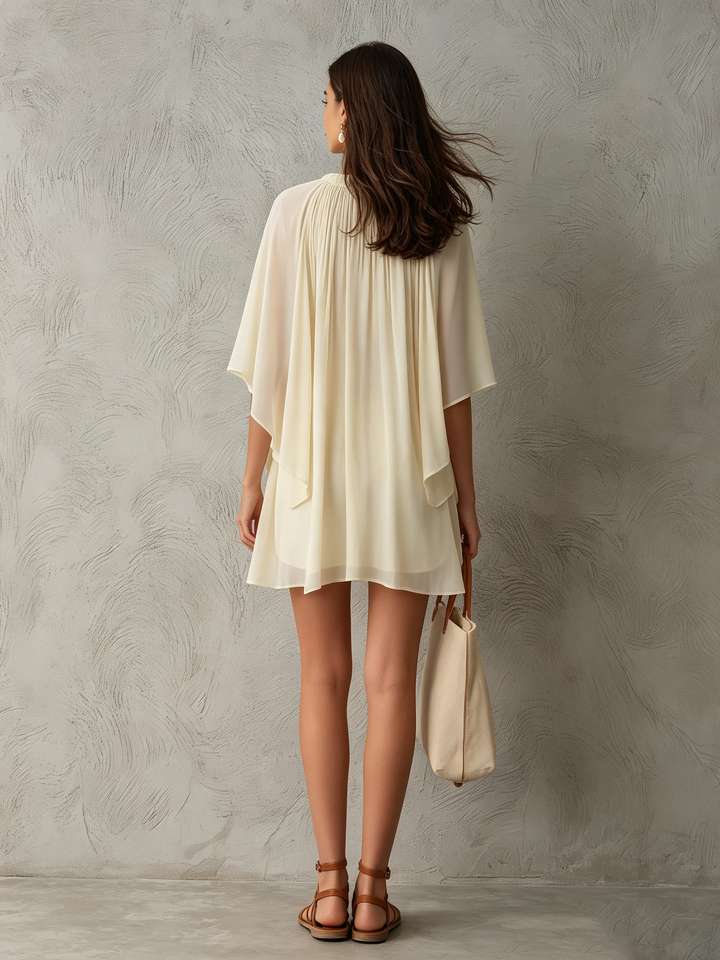 Noreen | Flowing Cape-Sleeve Mini Dress
