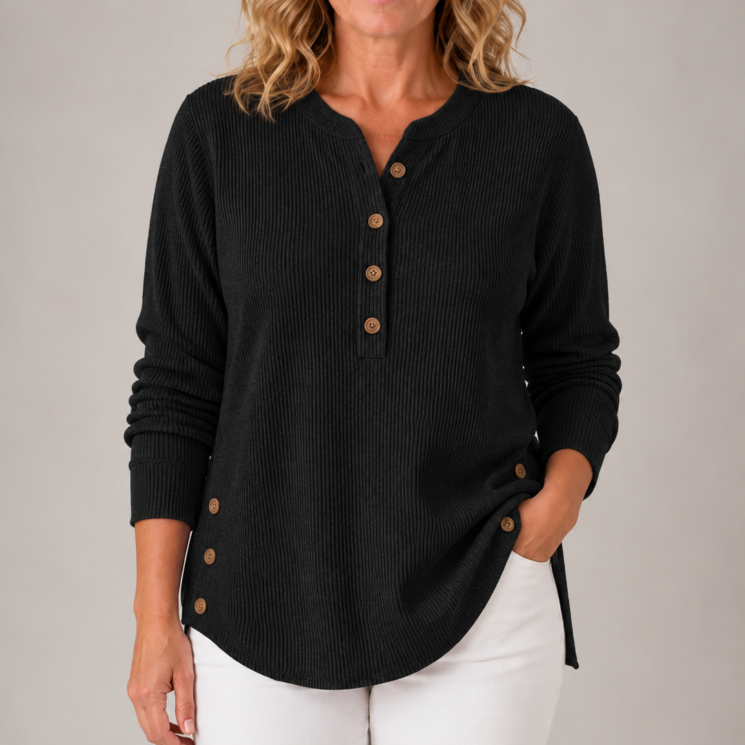 Lydia | Ribbed Button-Detail Tunic