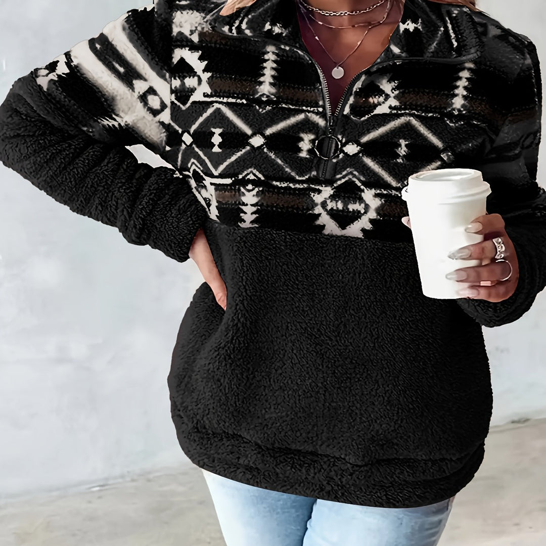 Coralie | Aztec-Pattern Half-Zip Pullover