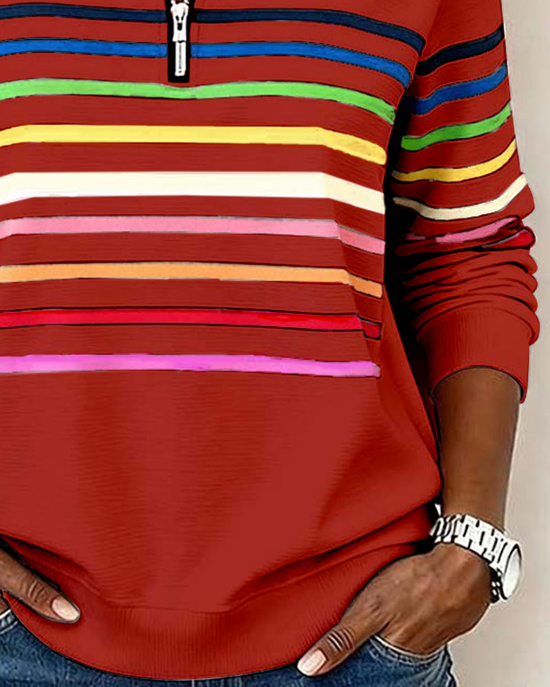 Annabel | Striped Quarter-Zip Sweatshirt