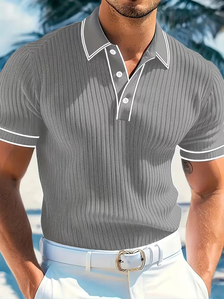 Everett | Tipped Ribbed Short Sleeve Polo Shirt