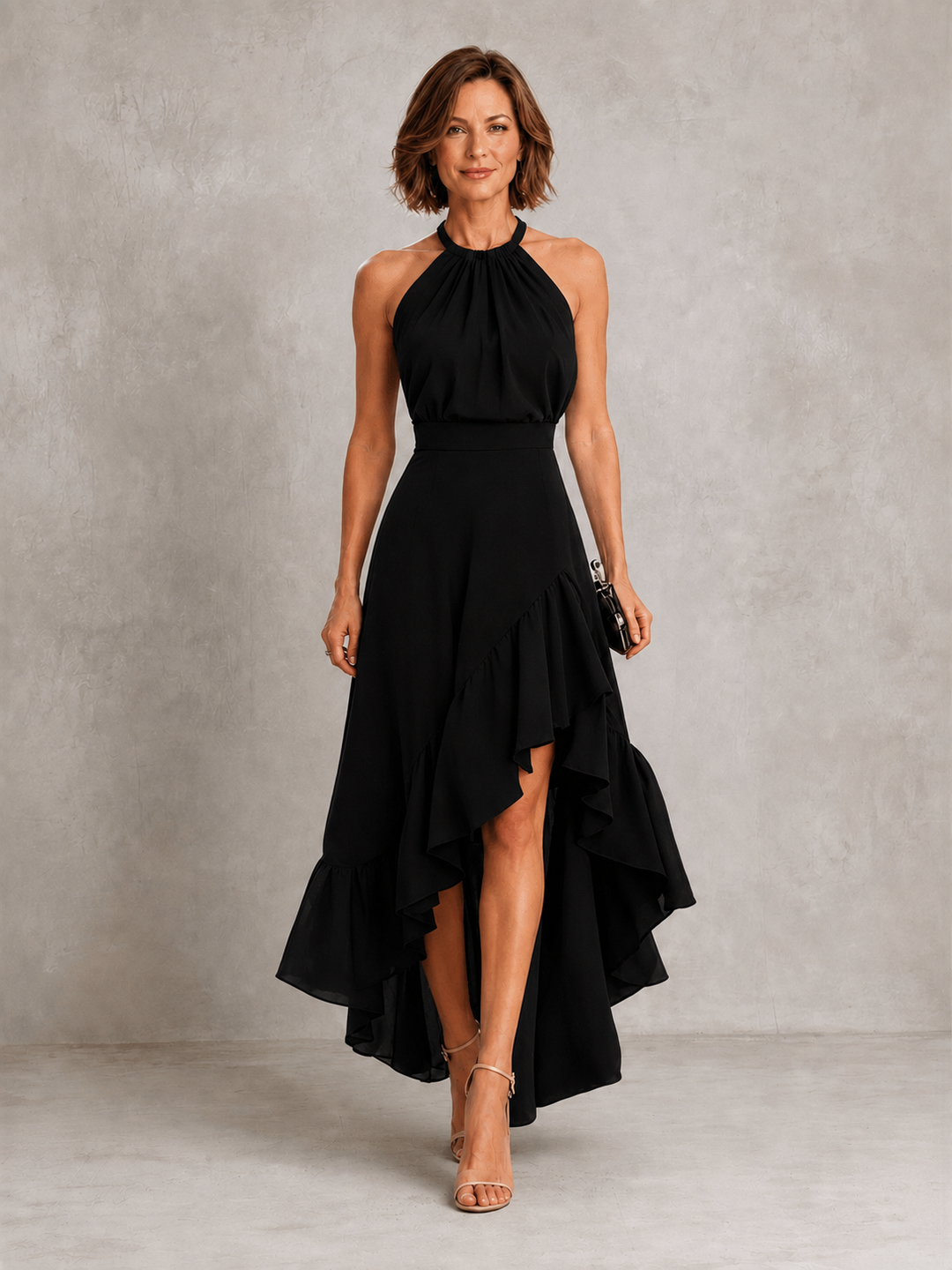 Adele | Halter Ruffle-Hem Maxi Dress